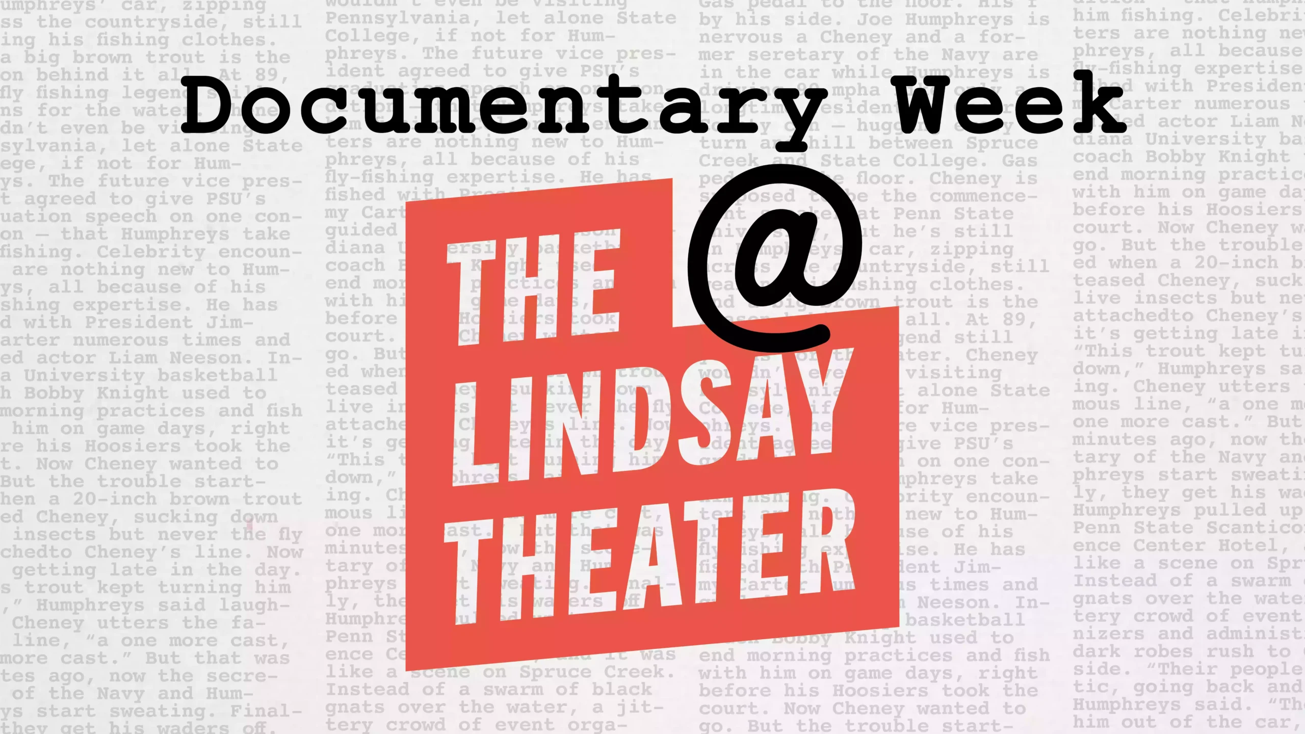 Text reads "Documentary Week at" then a Red logo for The Lindsay Theater.