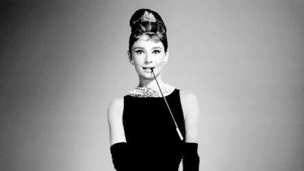 poster from Breakfast at Tiffany's with woman standing