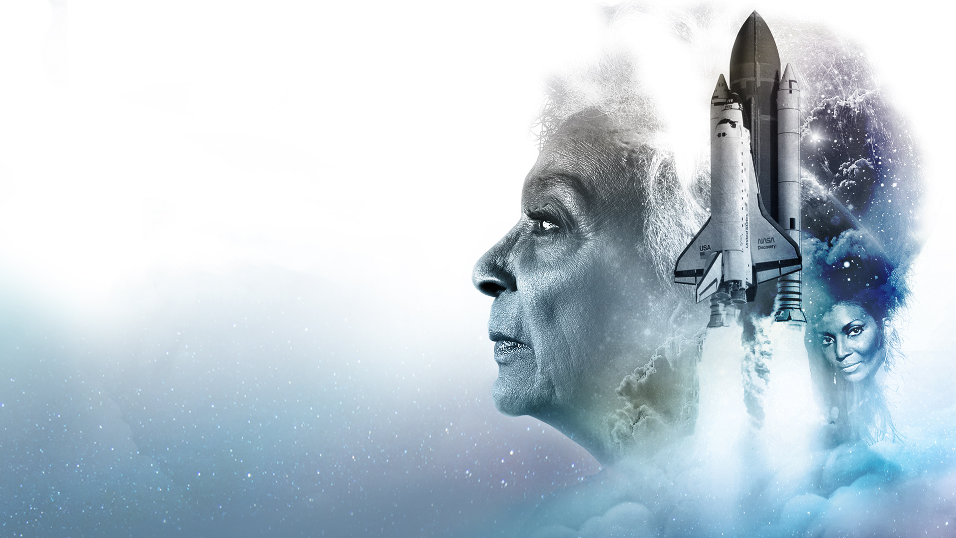 Woman In Motion poster with woman and rocket in frame